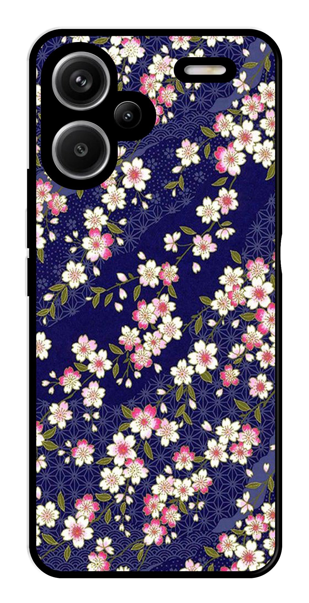 Flower Design Metal Mobile Case for Redmi Note 13 Pro Plus 5G   (Design No -25)