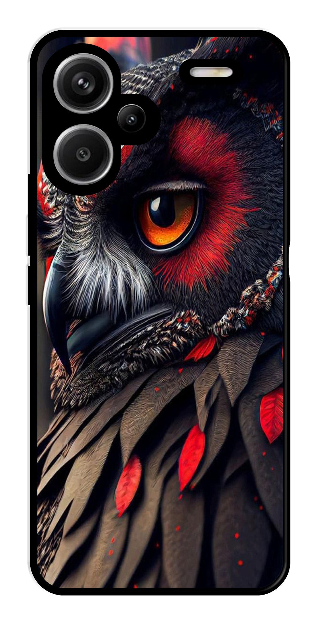 Owl Design Metal Mobile Case for Redmi Note 13 Pro Plus 5G   (Design No -26)