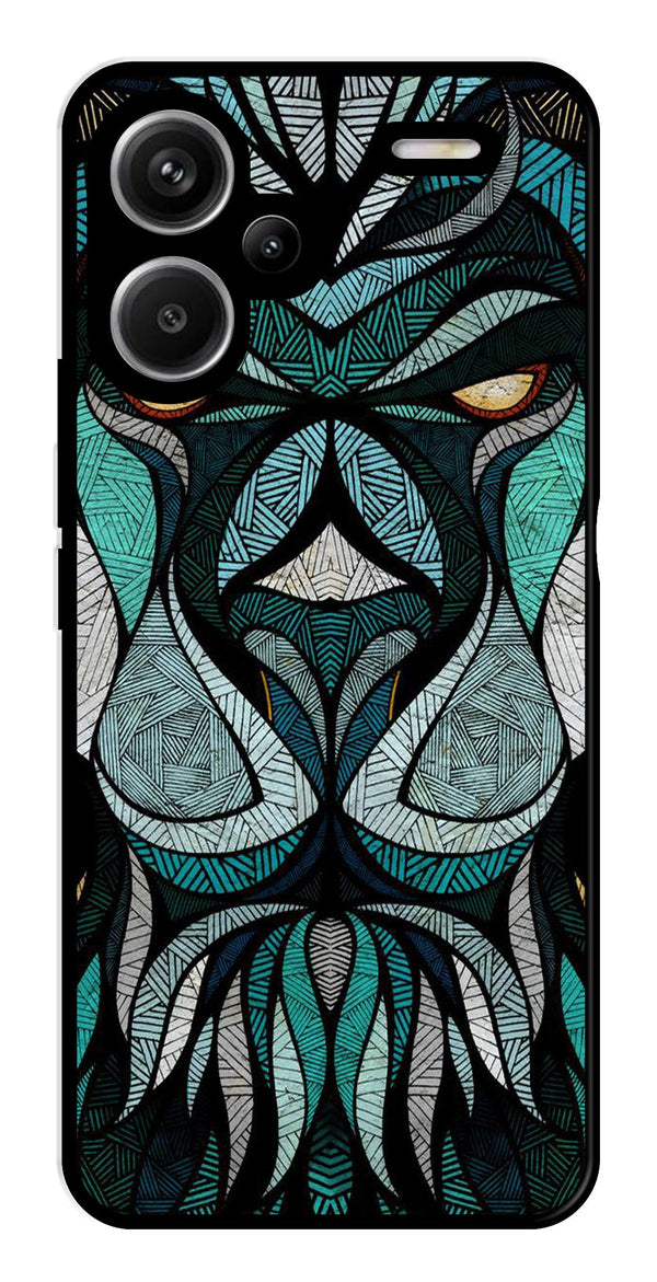 Lion Pattern Metal Mobile Case for Redmi Note 13 Pro Plus 5G   (Design No -40)