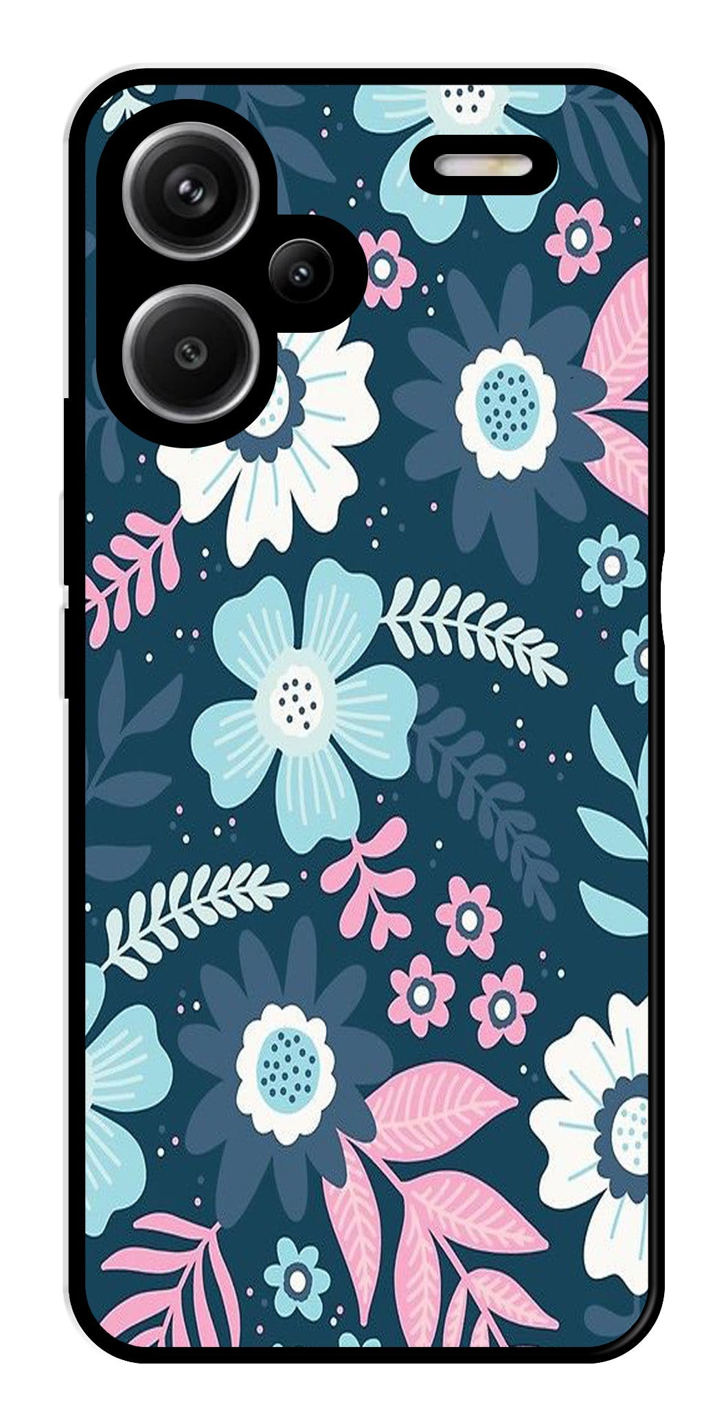 Flower Leaves Design Metal Mobile Case for Redmi Note 13 Pro Plus 5G   (Design No -50)