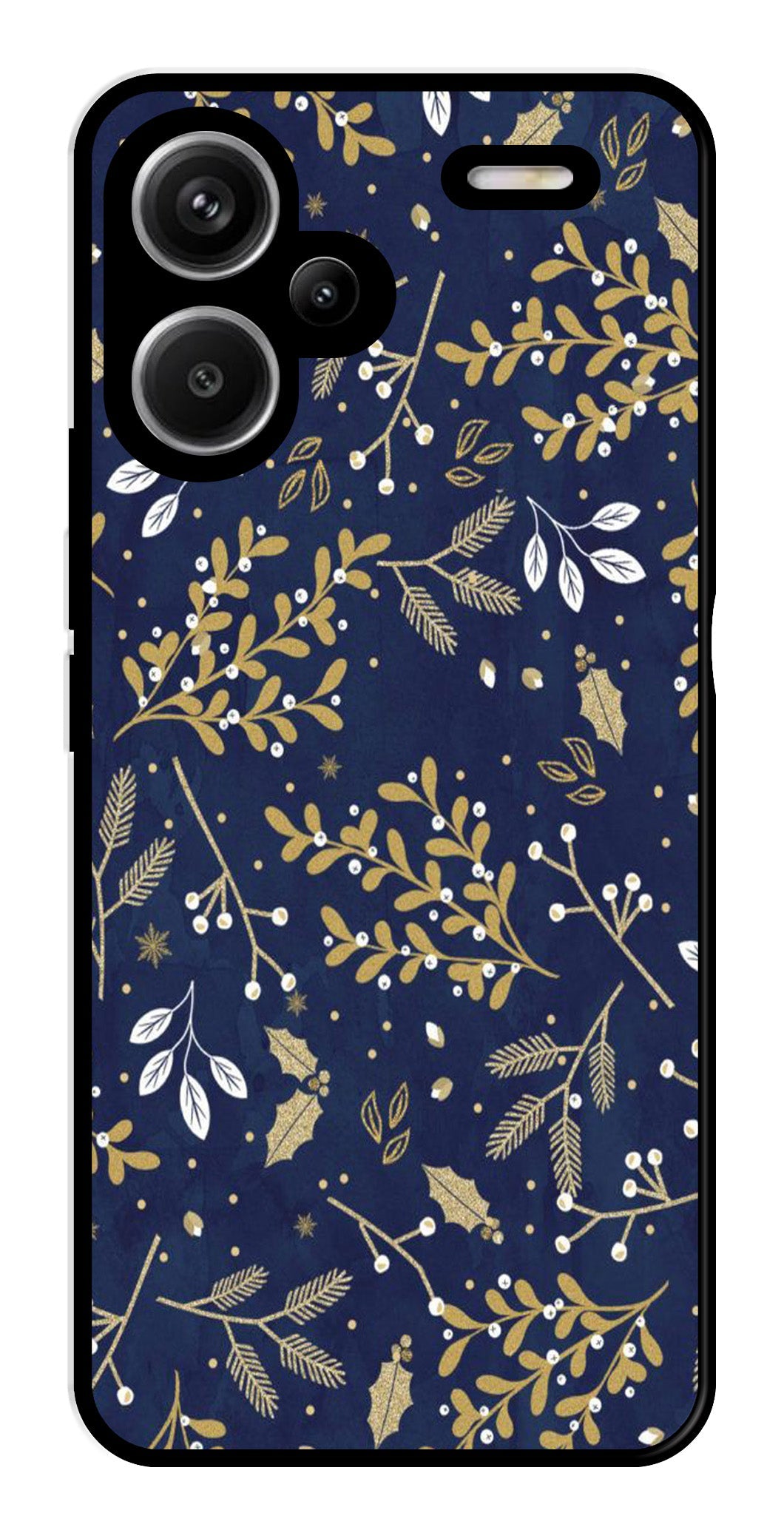 Floral Pattern  Metal Mobile Case for Redmi Note 13 Pro Plus 5G   (Design No -52)