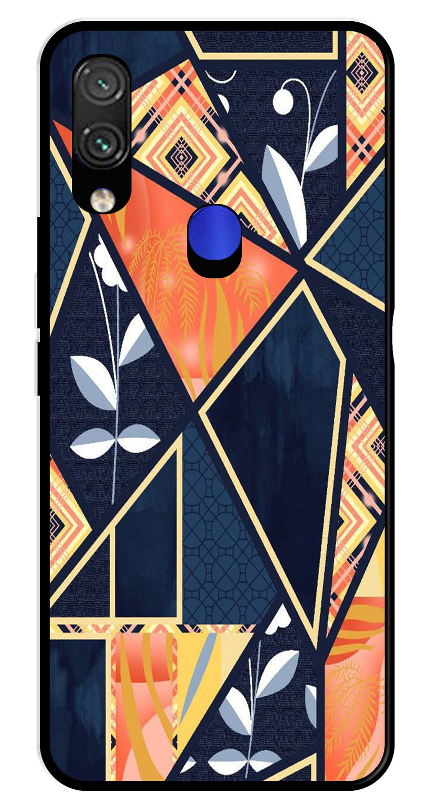 Marble Design Metal Mobile Case for Redmi Note 7   (Design No -07)