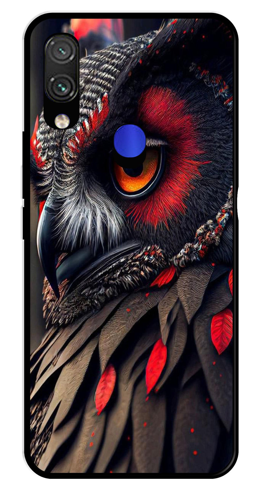 Owl Design Metal Mobile Case for Redmi Note 7   (Design No -26)