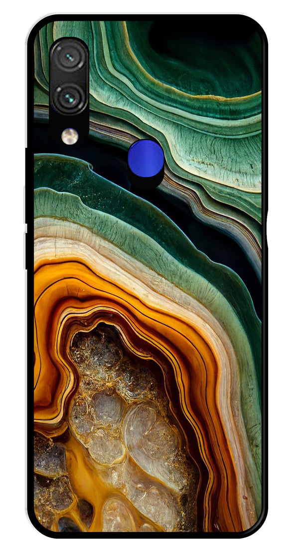 Marble Design Metal Mobile Case for Redmi Note 7   (Design No -28)