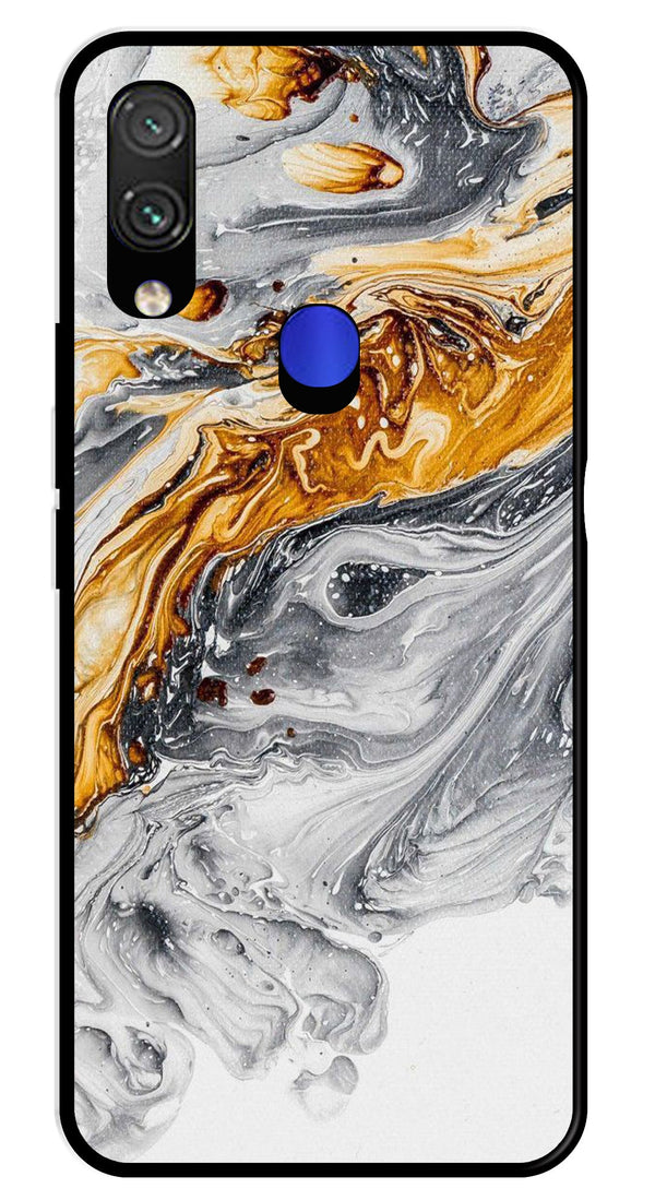 Marble Pattern Metal Mobile Case for Redmi Note 7   (Design No -36)