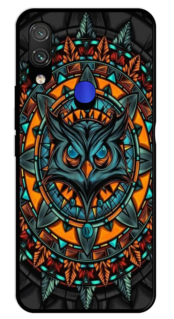 Owl Pattern Metal Mobile Case for Redmi Note 7   (Design No -42)