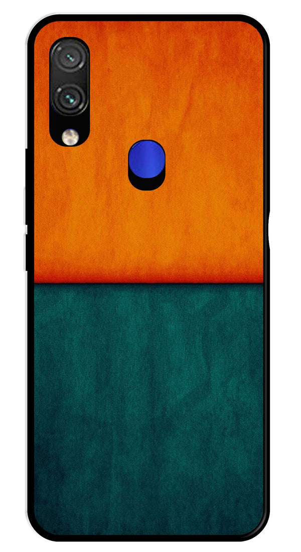 Orange Green Pattern Metal Mobile Case for Redmi Note 7   (Design No -45)