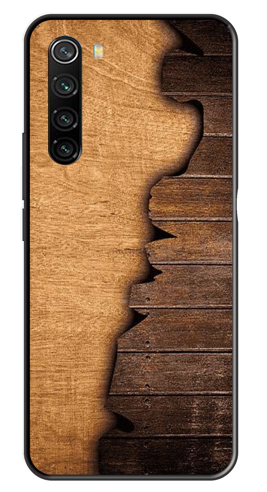 Wooden Design Metal Mobile Case for Redmi Note 8   (Design No -13)