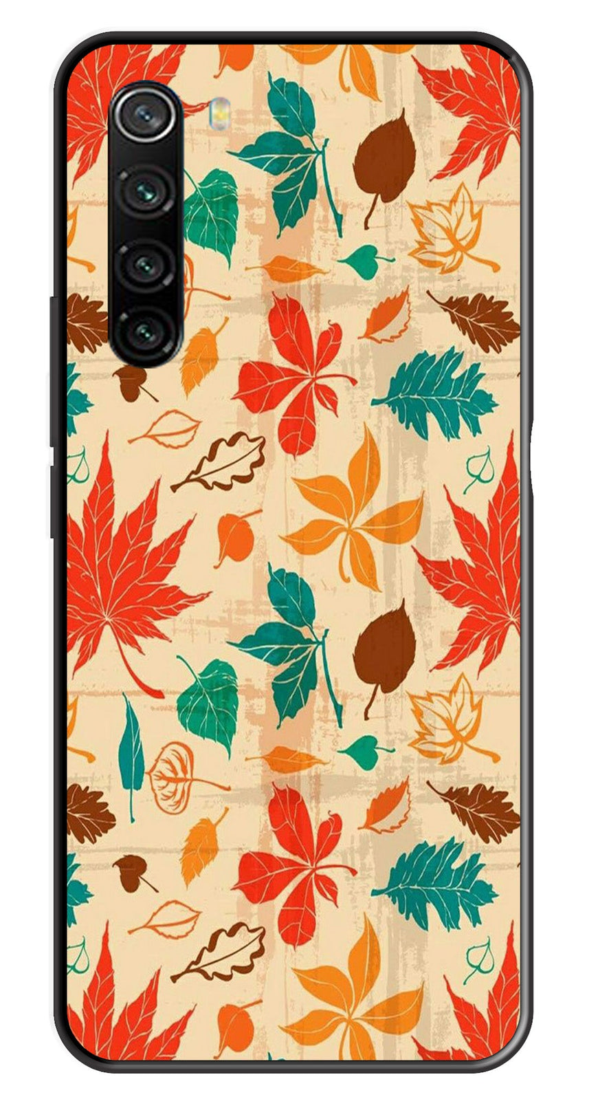 Leafs Design Metal Mobile Case for Redmi Note 8   (Design No -14)