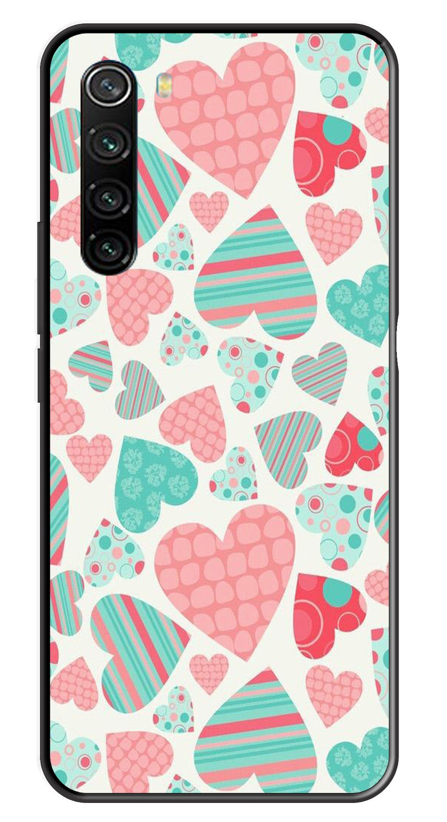Hearts Pattern Metal Mobile Case for Redmi Note 8   (Design No -22)