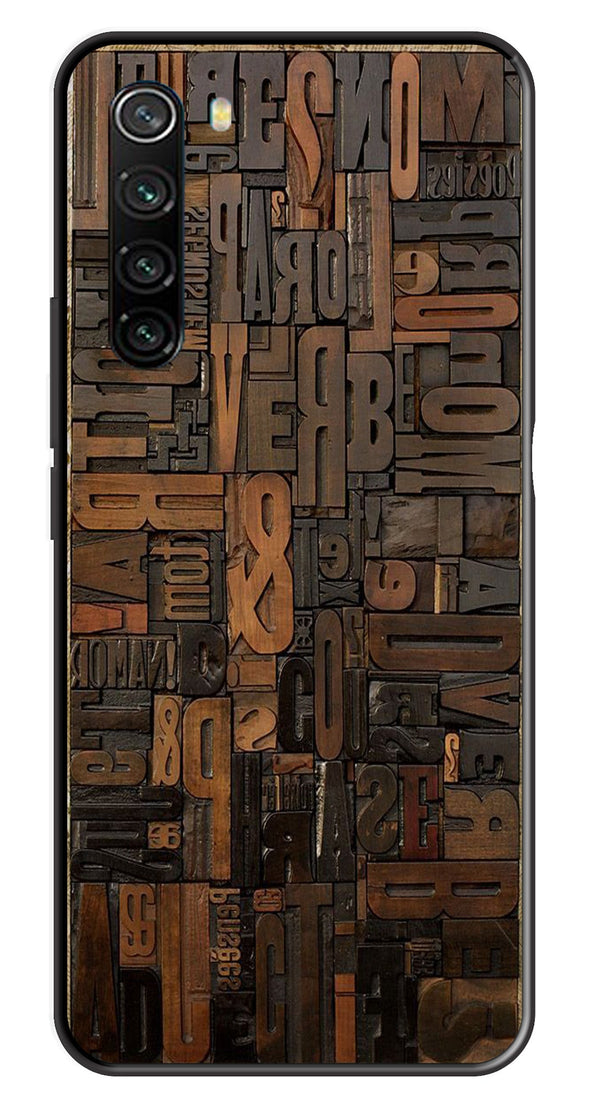 Alphabets Metal Mobile Case for Redmi Note 8   (Design No -32)