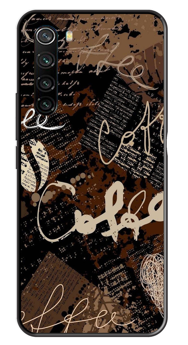 Coffee Pattern Metal Mobile Case for Redmi Note 8   (Design No -37)