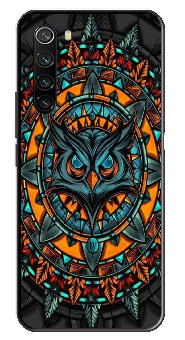 Owl Pattern Metal Mobile Case for Redmi Note 8   (Design No -42)