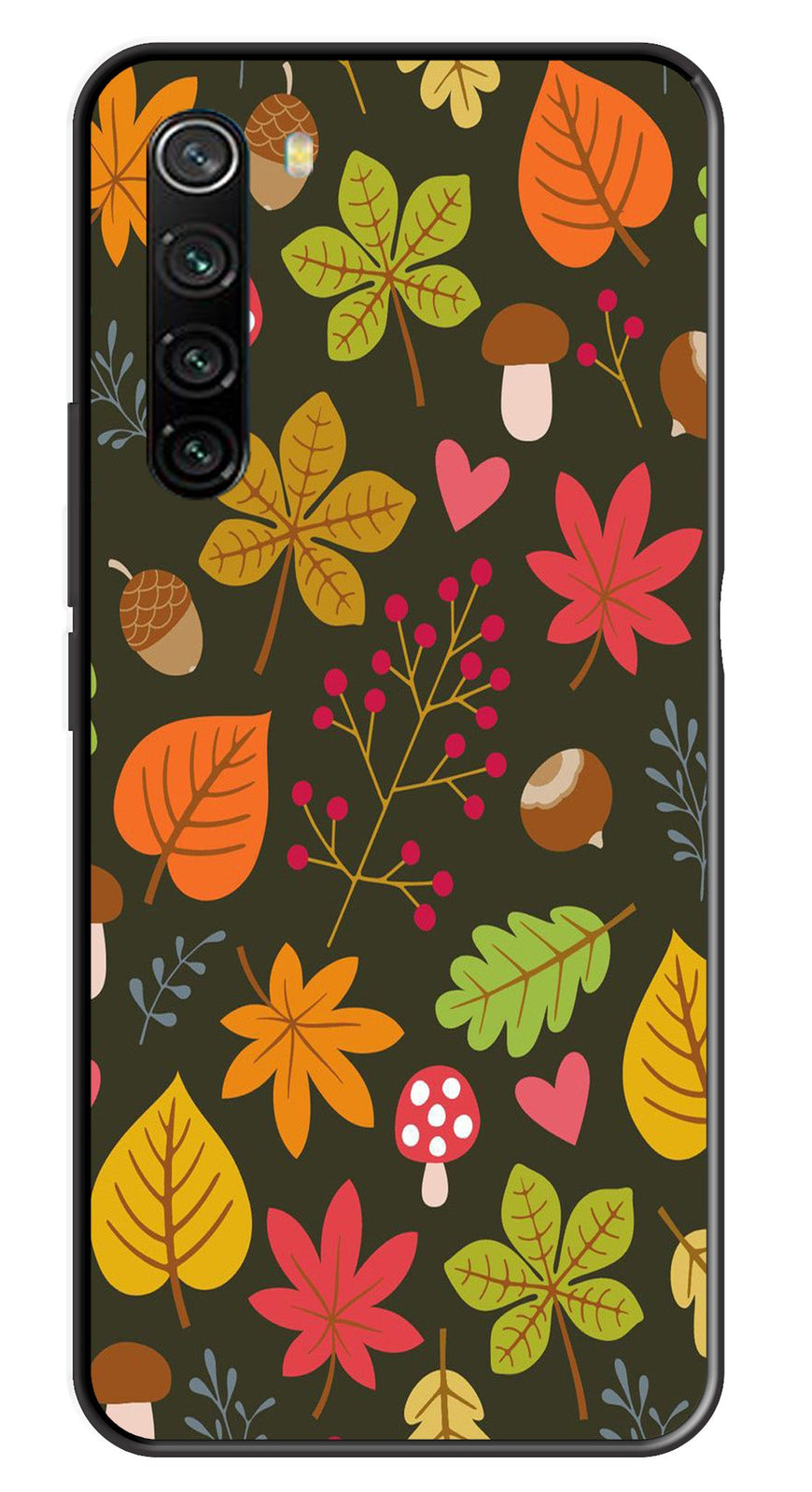 Leaves Design Metal Mobile Case for Redmi Note 8   (Design No -51)