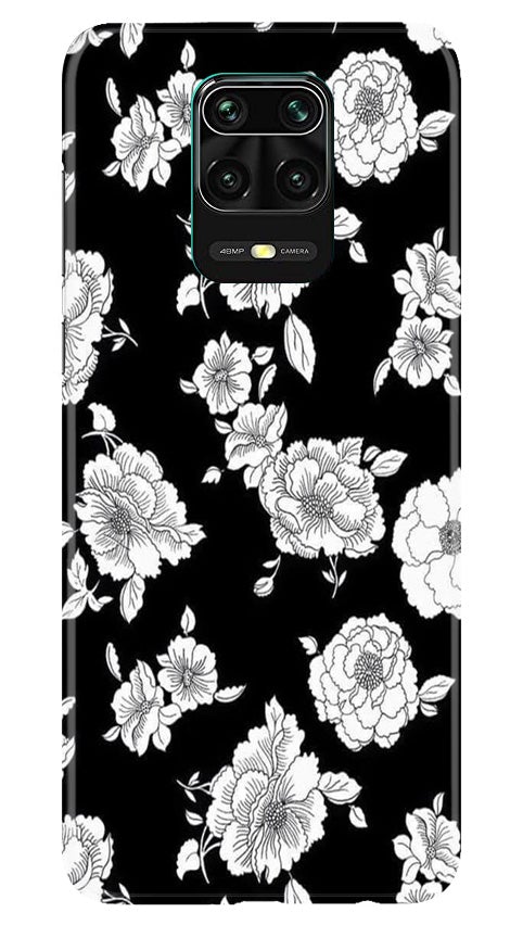 White flowers Black Background Case for Redmi Note 10 Lite