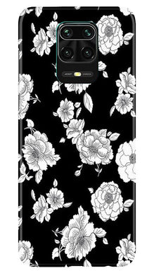 White flowers Black Background Mobile Back Case for Redmi Note 10 Lite (Design - 9)
