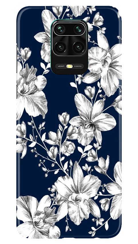 White flowers Blue Background Case for Redmi Note 10 Lite