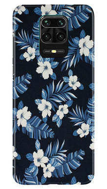 White flowers Blue Background2 Mobile Back Case for Redmi Note 10 Lite (Design - 15)
