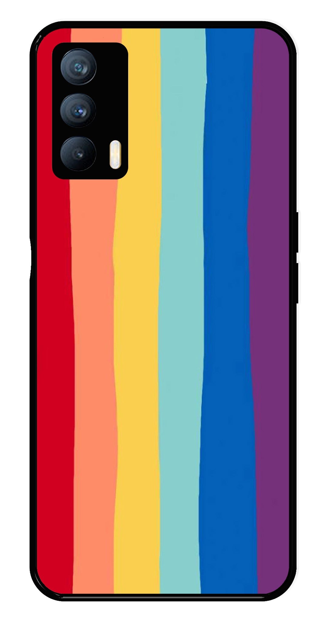 Rainbow MultiColor Metal Mobile Case for Realme X7   (Design No -03)