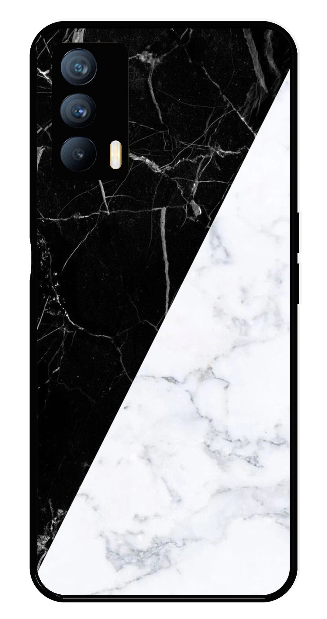 Black White Marble Design Metal Mobile Case for Realme X7   (Design No -09)