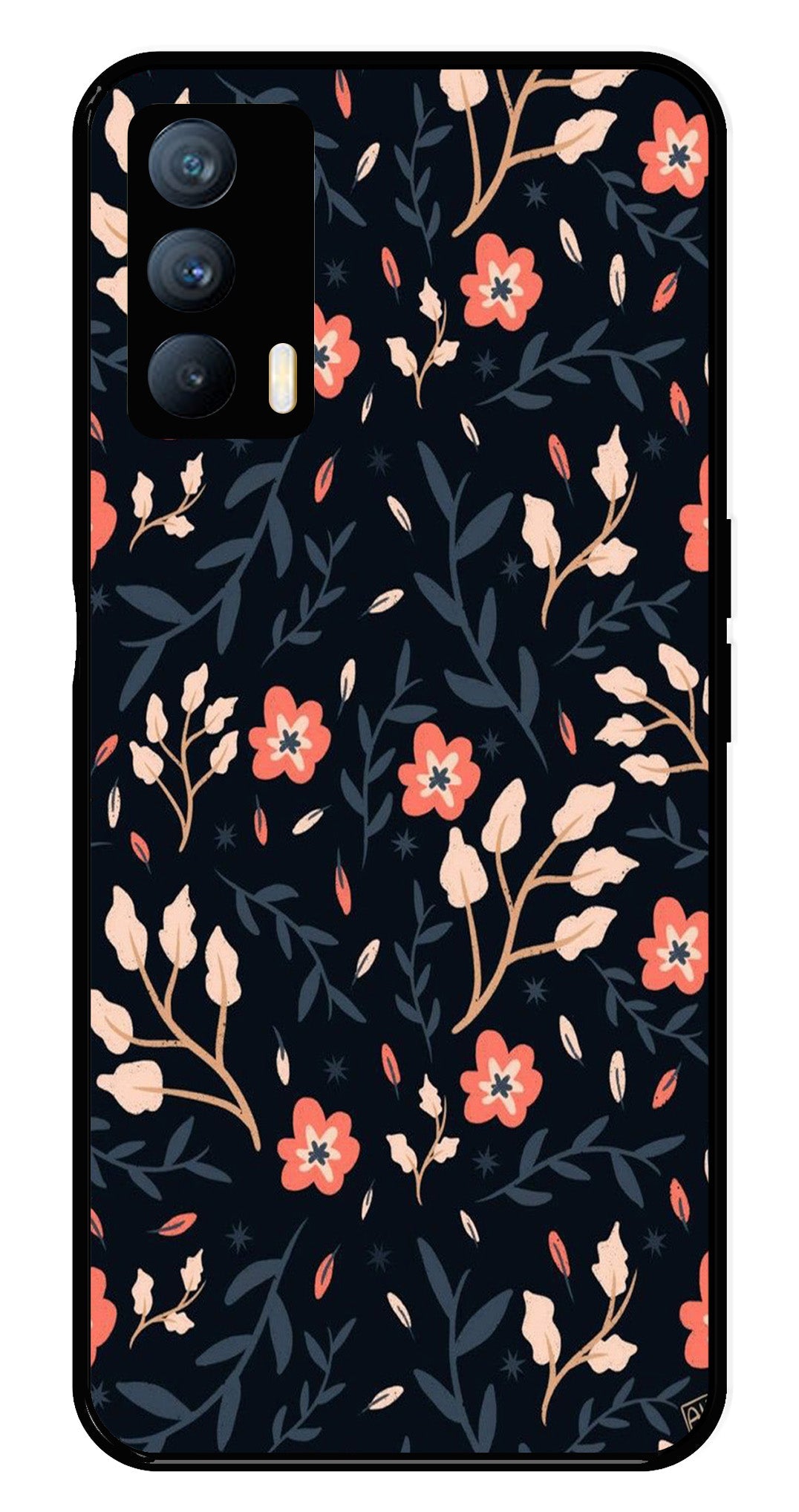 Floral Pattern Metal Mobile Case for Realme X7   (Design No -10)