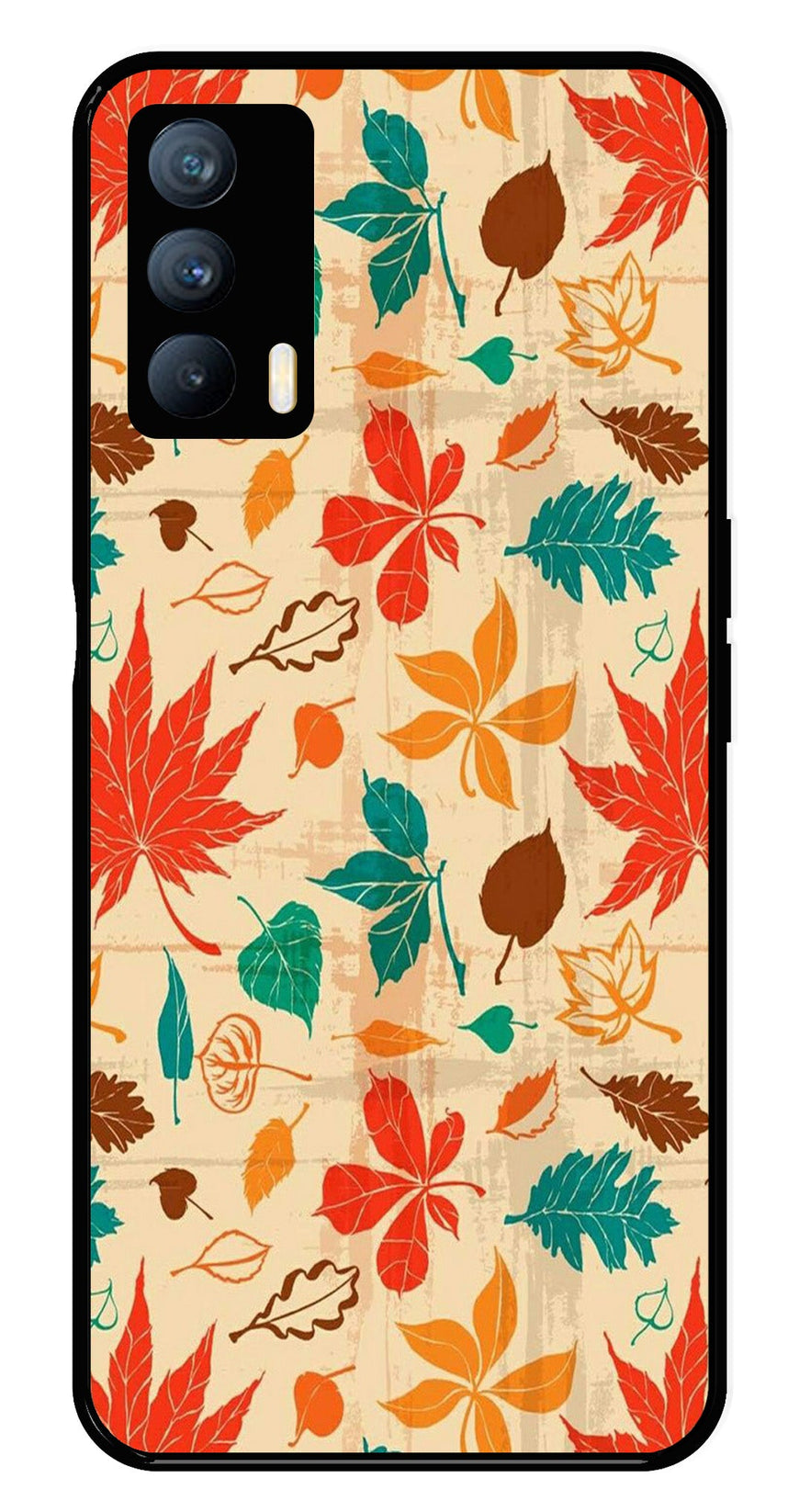 Leafs Design Metal Mobile Case for Realme X7   (Design No -14)
