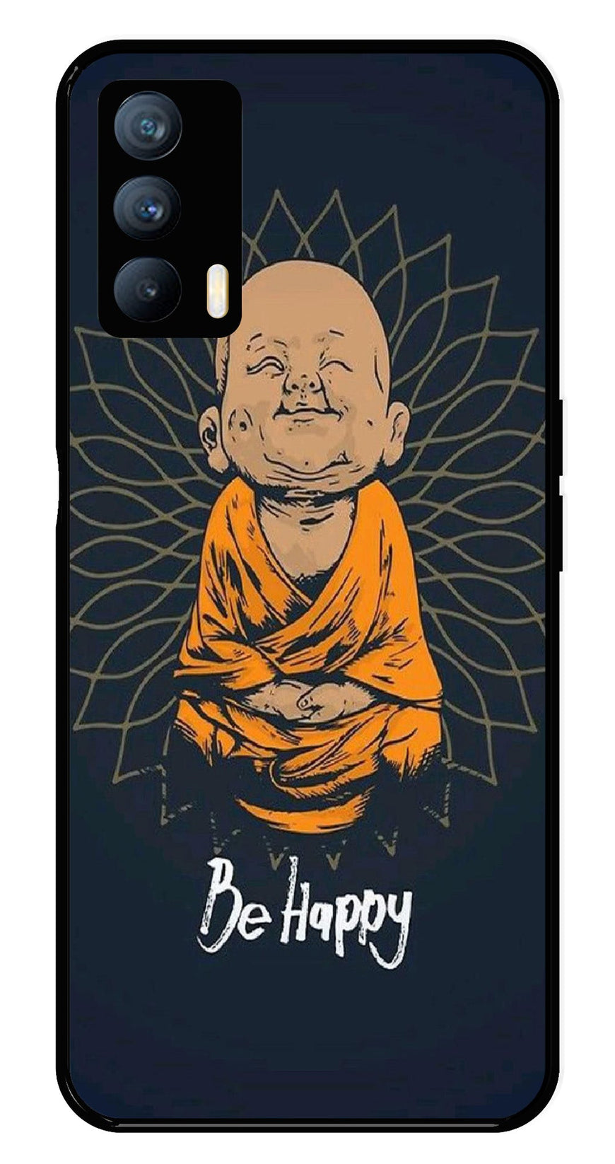Be Happy Metal Mobile Case for Realme X7   (Design No -27)