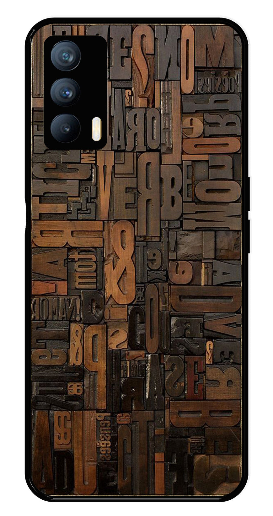 Alphabets Metal Mobile Case for Realme X7   (Design No -32)