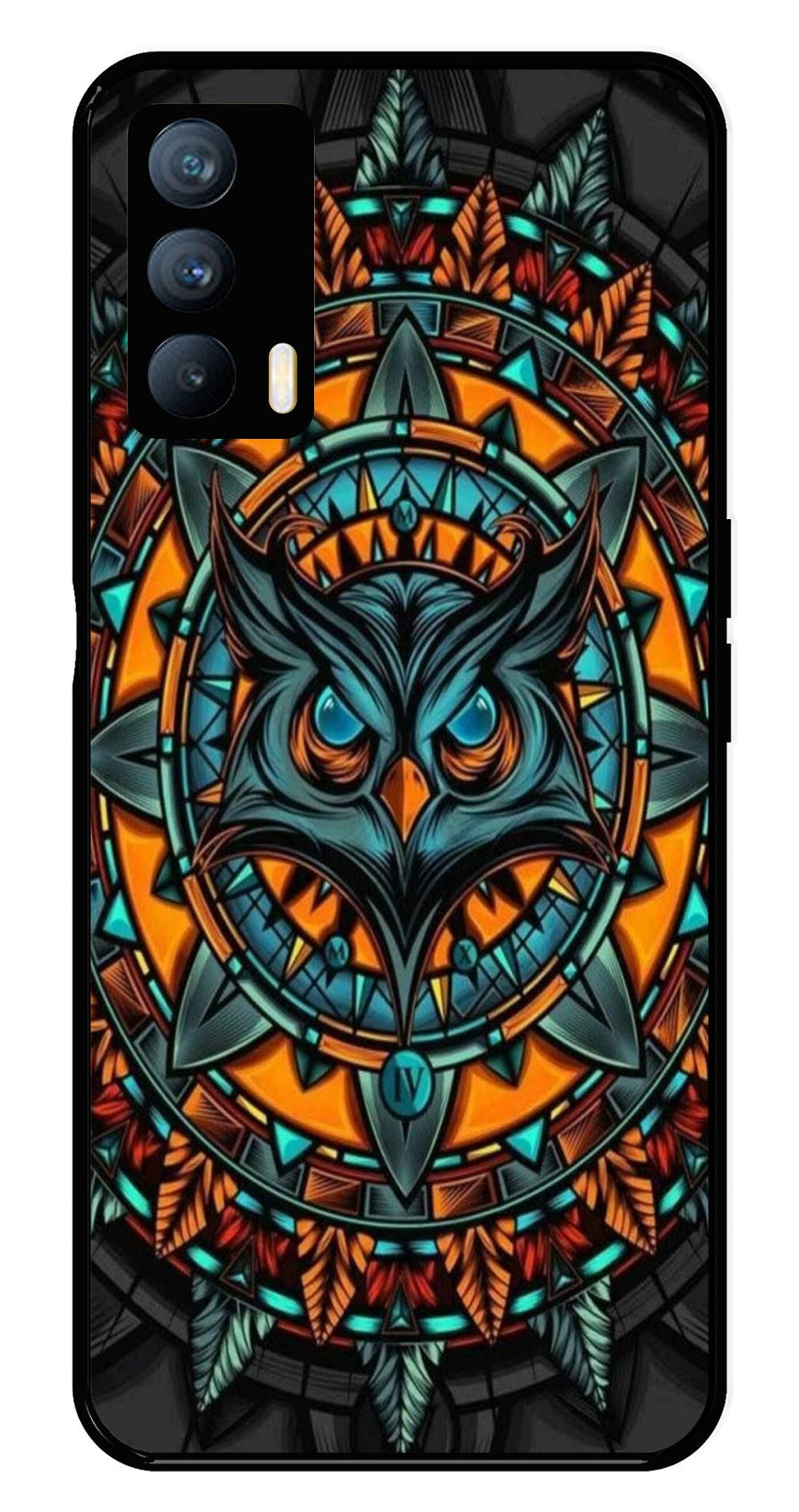 Owl Pattern Metal Mobile Case for Realme X7   (Design No -42)