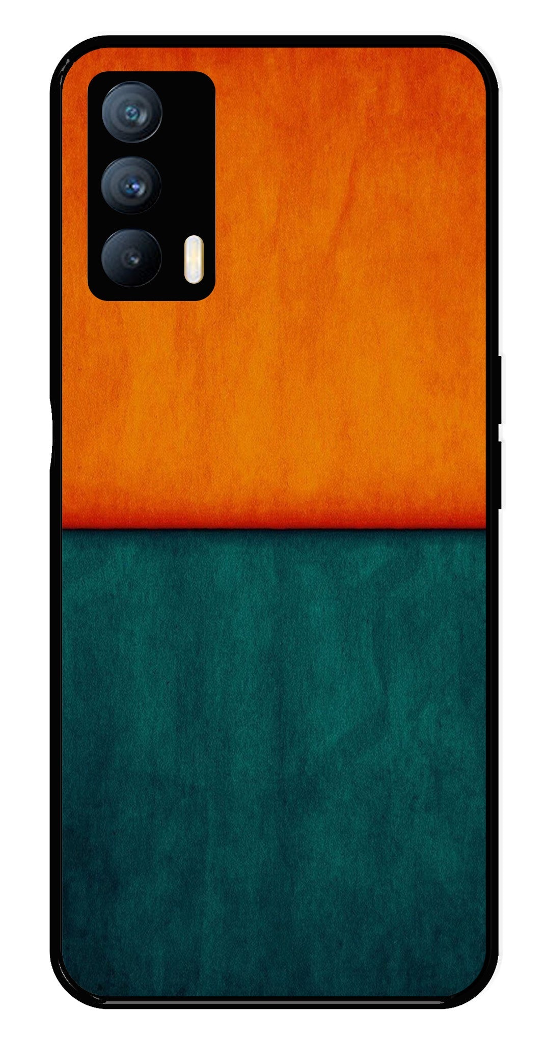Orange Green Pattern Metal Mobile Case for Realme X7   (Design No -45)