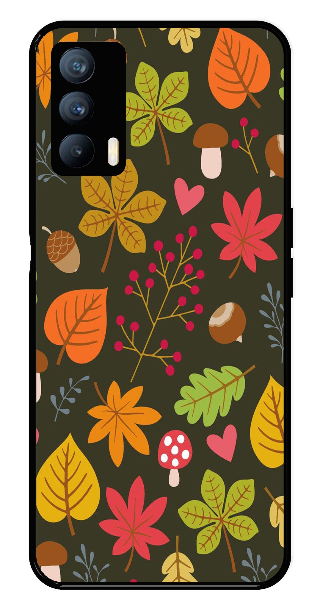 Leaves Design Metal Mobile Case for Realme X7   (Design No -51)