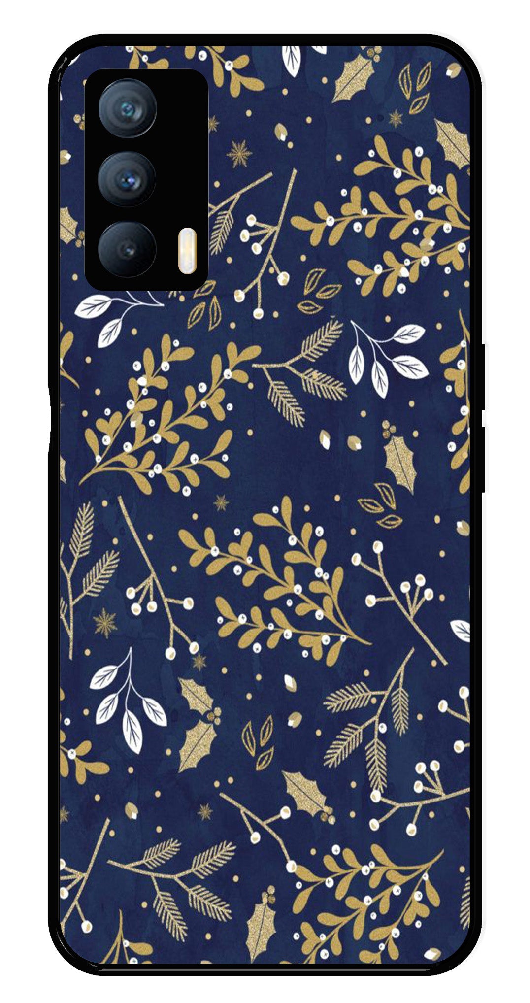 Floral Pattern  Metal Mobile Case for Realme X7   (Design No -52)