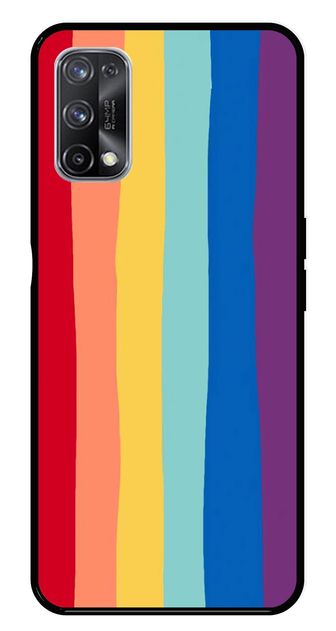 Rainbow MultiColor Metal Mobile Case for Realme X7 Pro   (Design No -03)