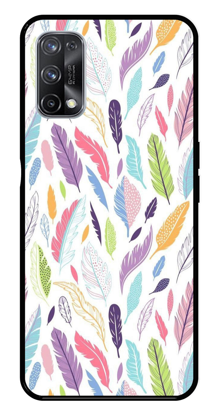 Colorful Feathers Metal Mobile Case for Realme X7 Pro   (Design No -06)