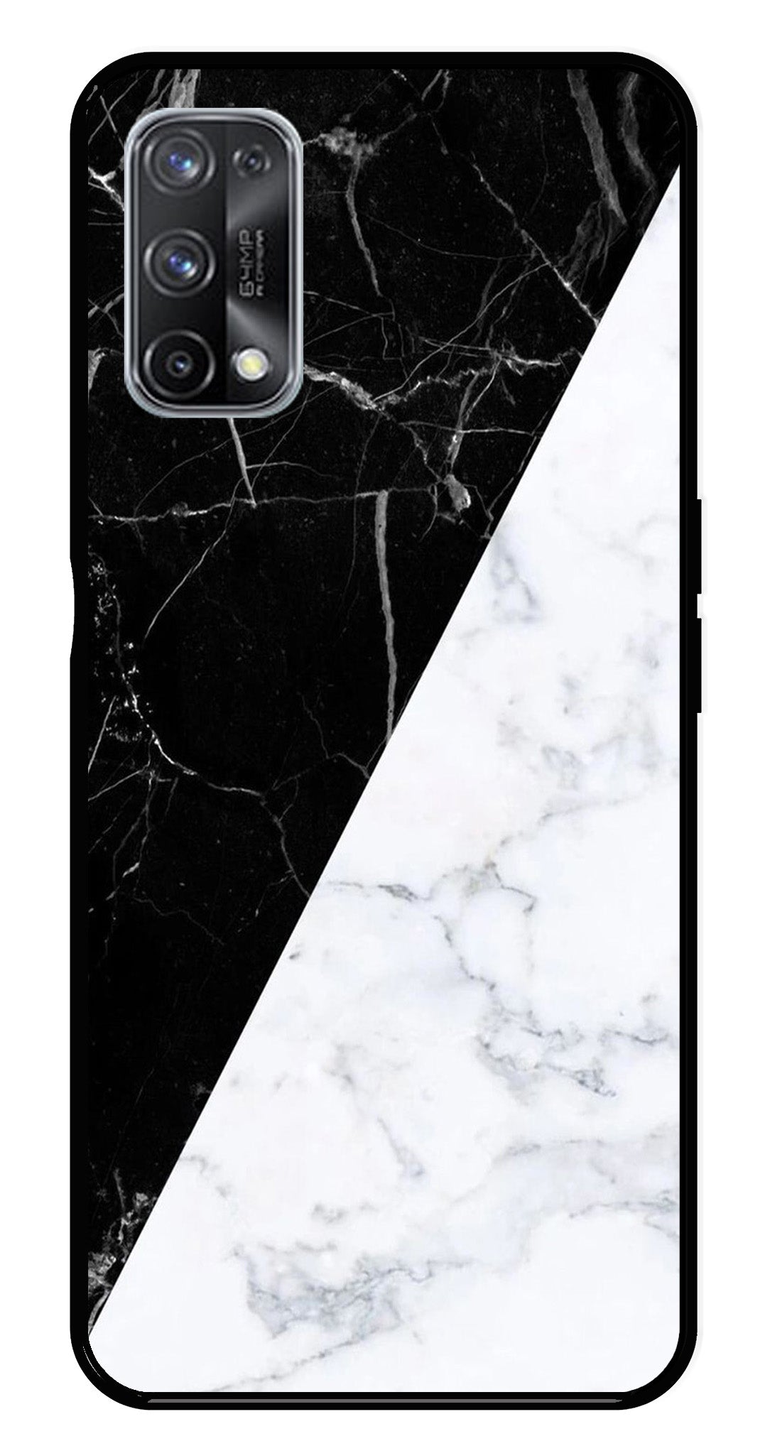 Black White Marble Design Metal Mobile Case for Realme X7 Pro   (Design No -09)