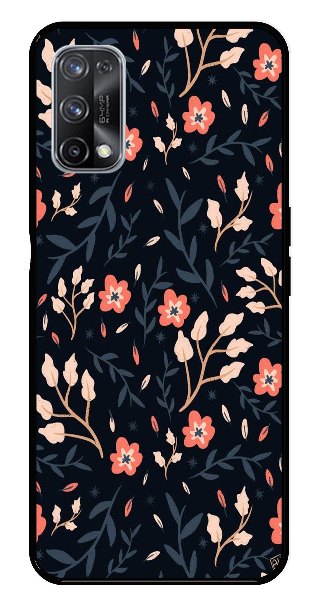 Floral Pattern Metal Mobile Case for Realme X7 Pro   (Design No -10)