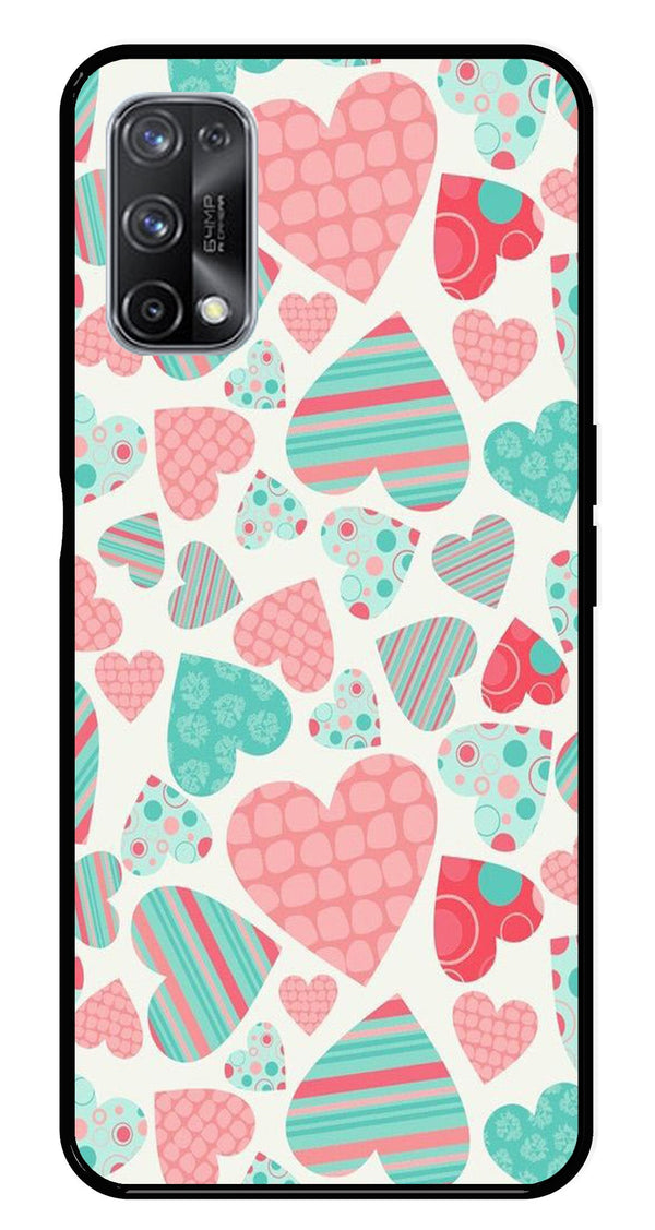 Hearts Pattern Metal Mobile Case for Realme X7 Pro   (Design No -22)