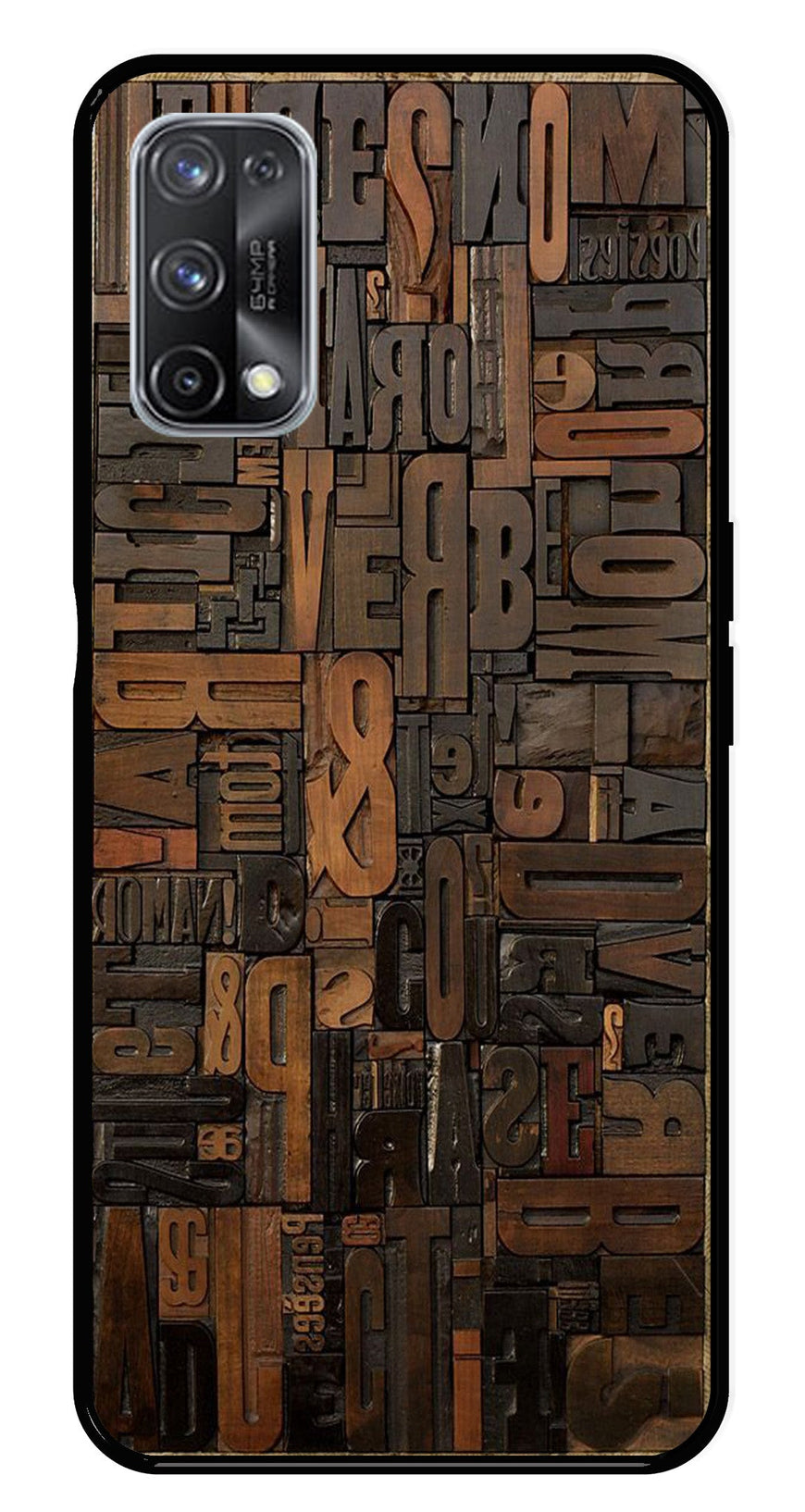Alphabets Metal Mobile Case for Realme X7 Pro   (Design No -32)