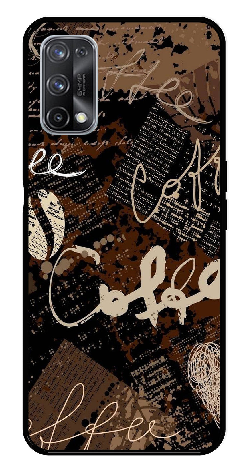 Coffee Pattern Metal Mobile Case for Realme X7 Pro   (Design No -37)