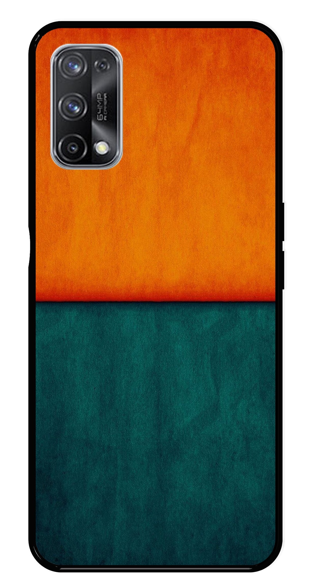 Orange Green Pattern Metal Mobile Case for Realme X7 Pro   (Design No -45)