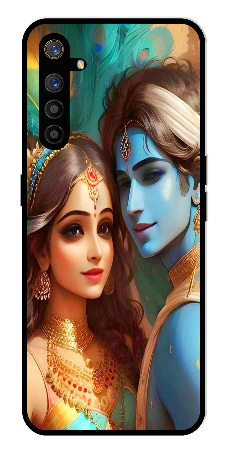Lord Radha Krishna Metal Mobile Case for Realme XT   (Design No -01)