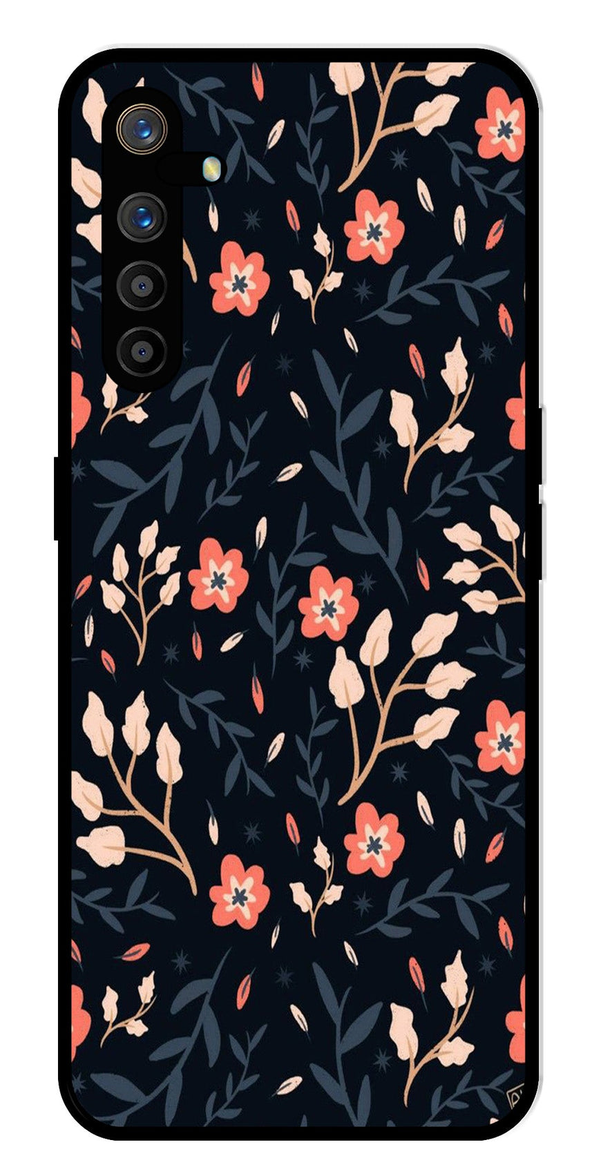 Floral Pattern Metal Mobile Case for Realme XT   (Design No -10)