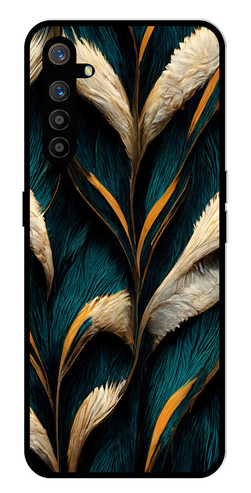 Feathers Metal Mobile Case for Realme XT   (Design No -30)