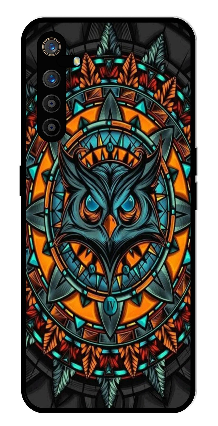 Owl Pattern Metal Mobile Case for Realme XT   (Design No -42)