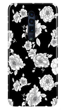 White flowers Black Background Case for Oppo Reno2 Z