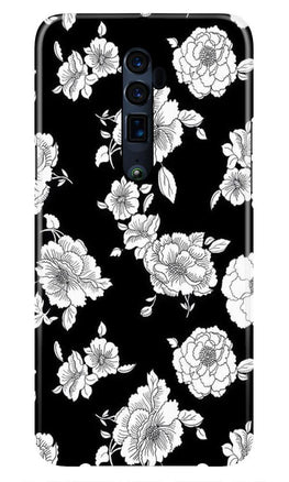 White flowers Black Background Case for Oppo Reno2 F