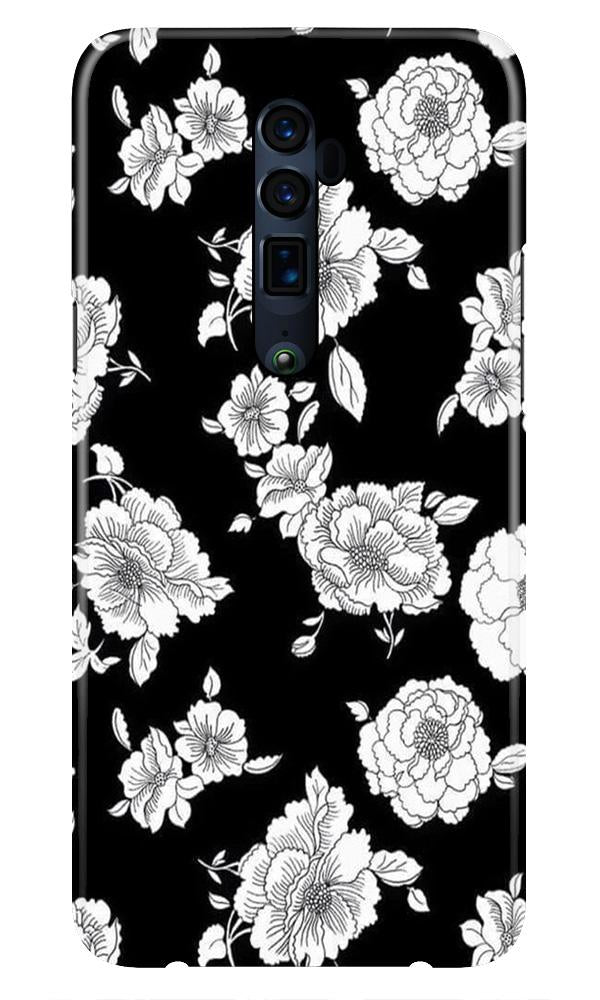 White flowers Black Background Case for Oppo A5 2020