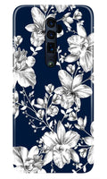 White flowers Blue Background Case for Oppo Reno2 F