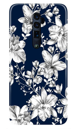 White flowers Blue Background Case for Oppo Reno2 F
