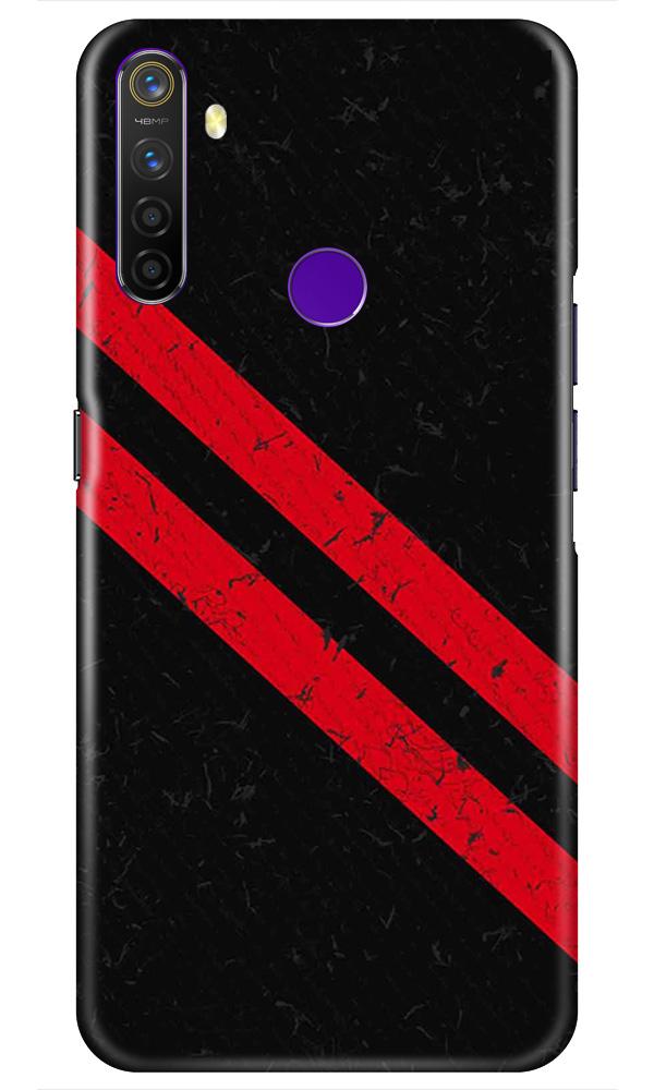 Black Red Pattern Mobile Back Case for Realme 5i  (Design - 373)